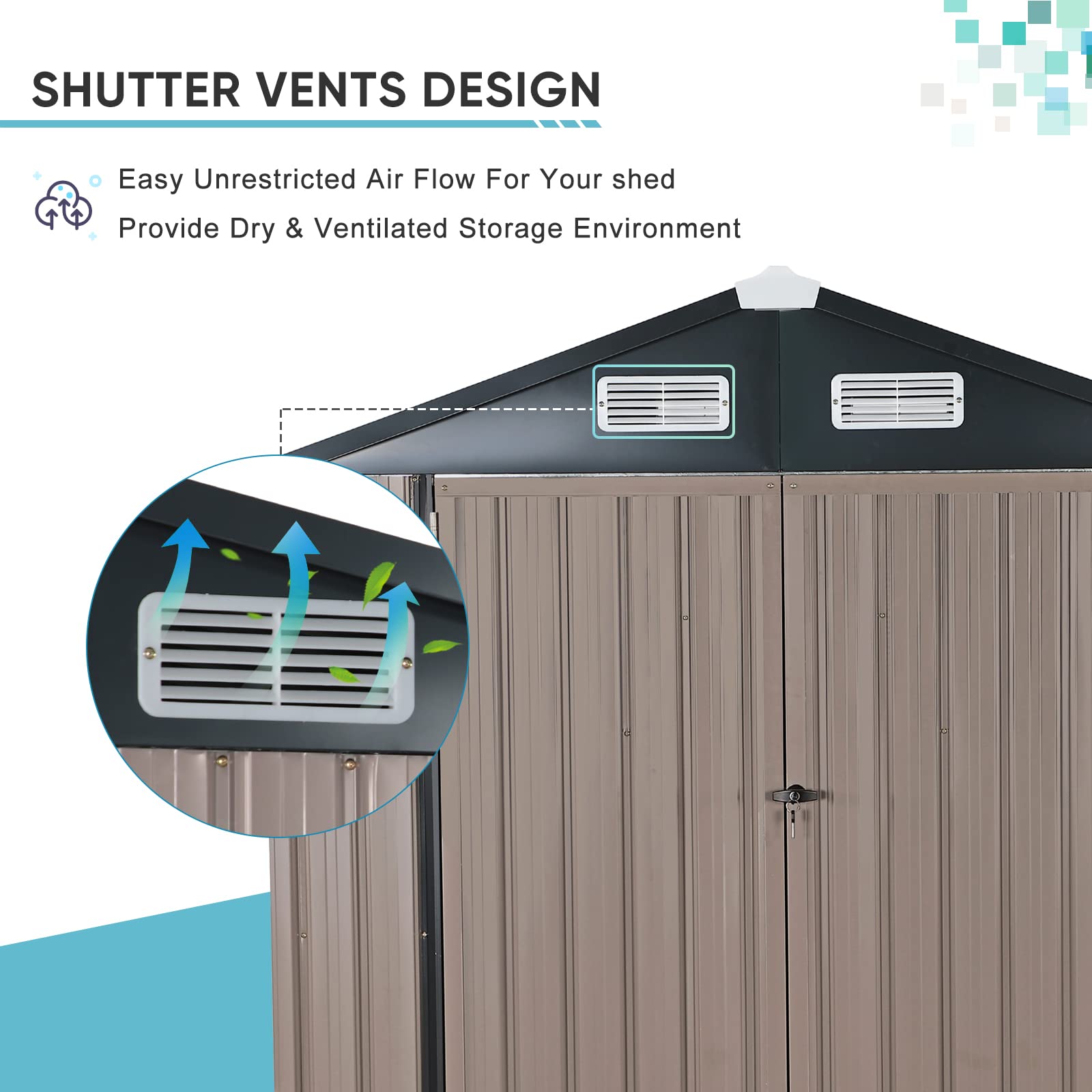 Verano Garden 6x4 FT Outdoor Storage Shed - Galvanized Metal Steel Garden Shed with Double Doors & Lock - Perfect for Bike Storage, Backyard, Patio, Lawn (72.05