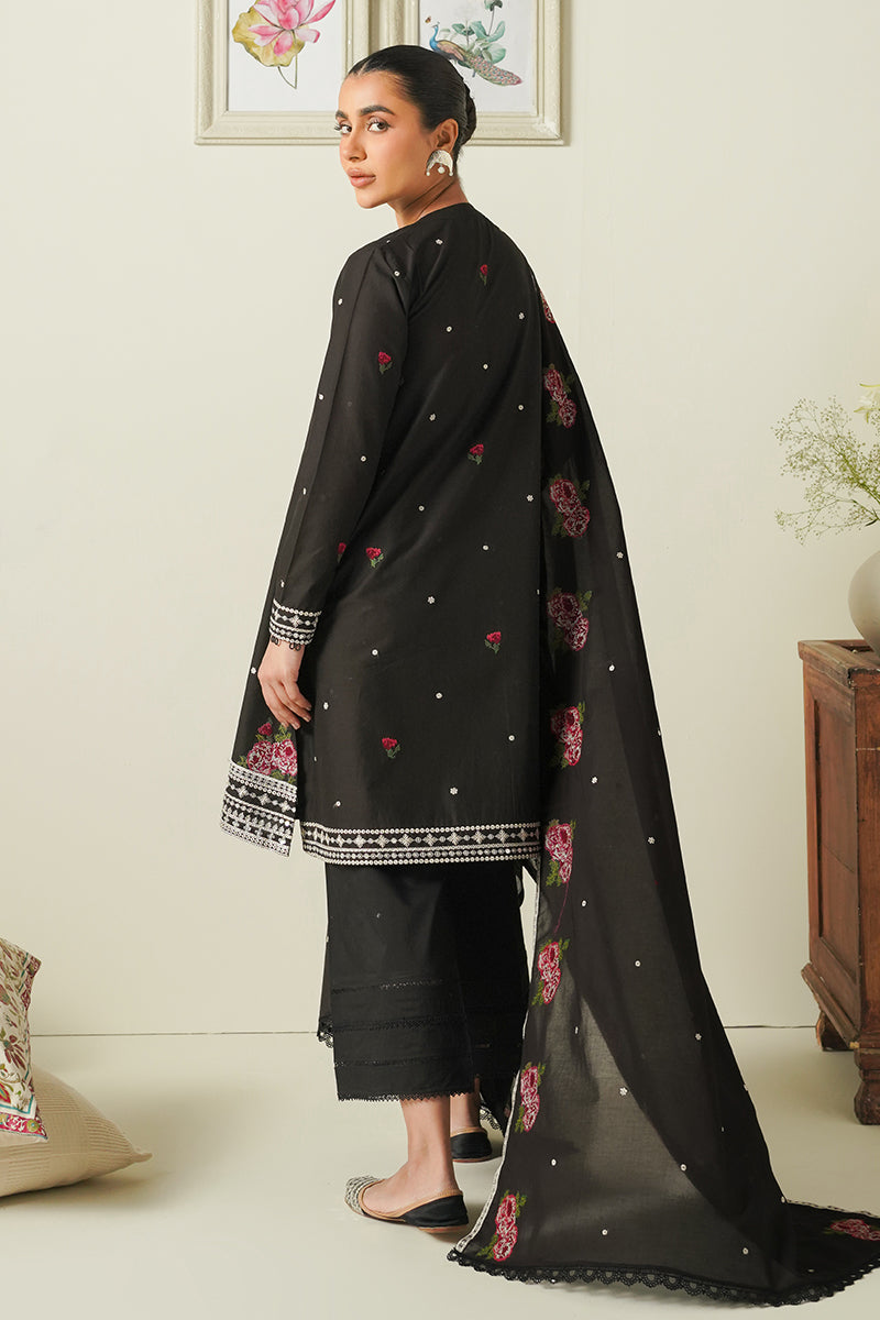 Midnight Melody 3 Piece Embroidered Lawn Suit - Elegant Pakistani Formal Wear for Weddings, Parties & Special Occasions