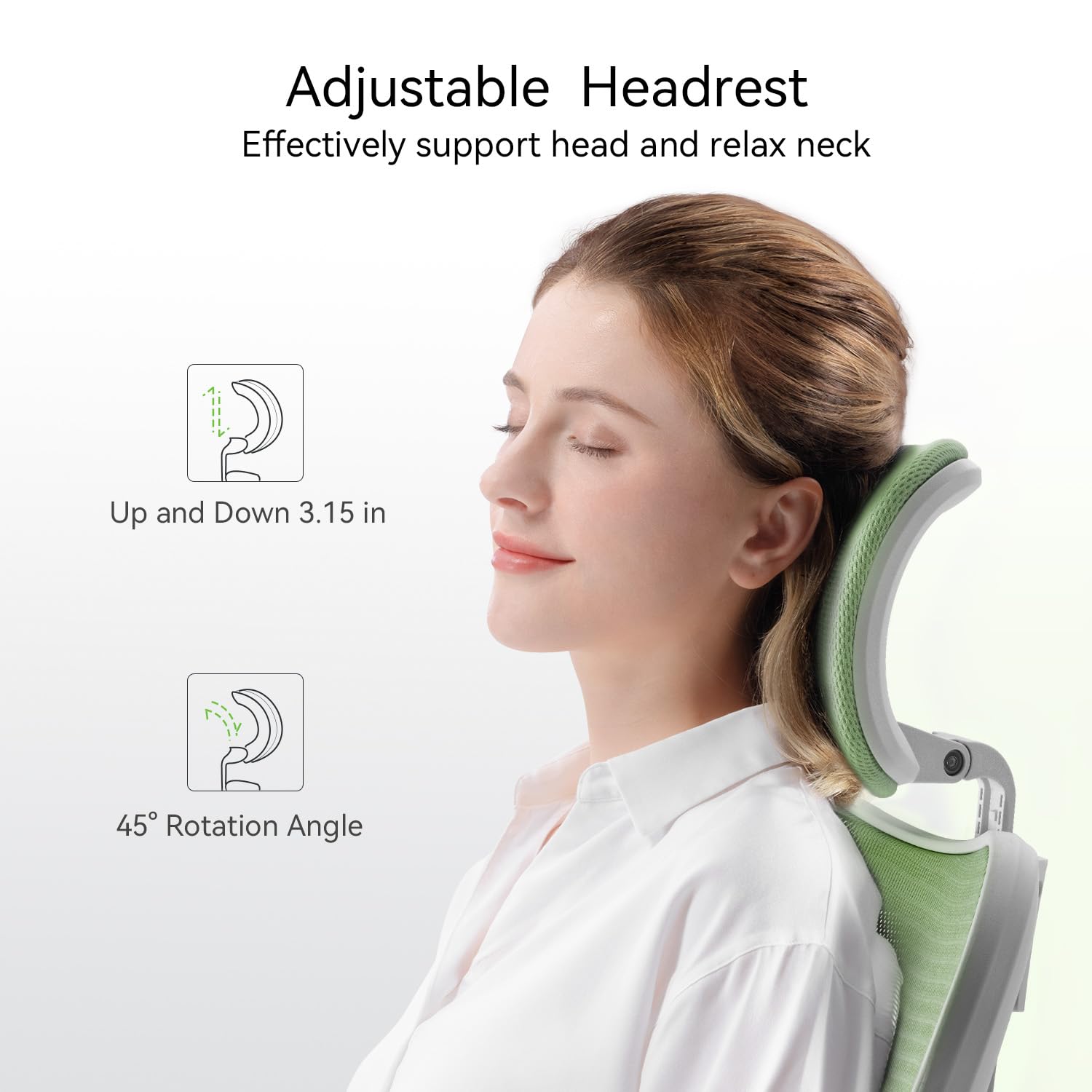SIHOO M18 Ergonomic Office Chair - Adjustable Headrest & Lumbar Support, High Back Executive Swivel Chair for Home Office & Gaming, Light Green - Perfect for Long Work Hours & Comfortable Workspace Setup