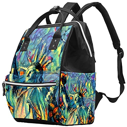 Statue of Liberty Diaper Bag - Large Capacity Baby Tote Backpack for Moms | Nursing, Travel & Baby Care Essentials | Perfect for Daycare, Park Outings & Family Trips
