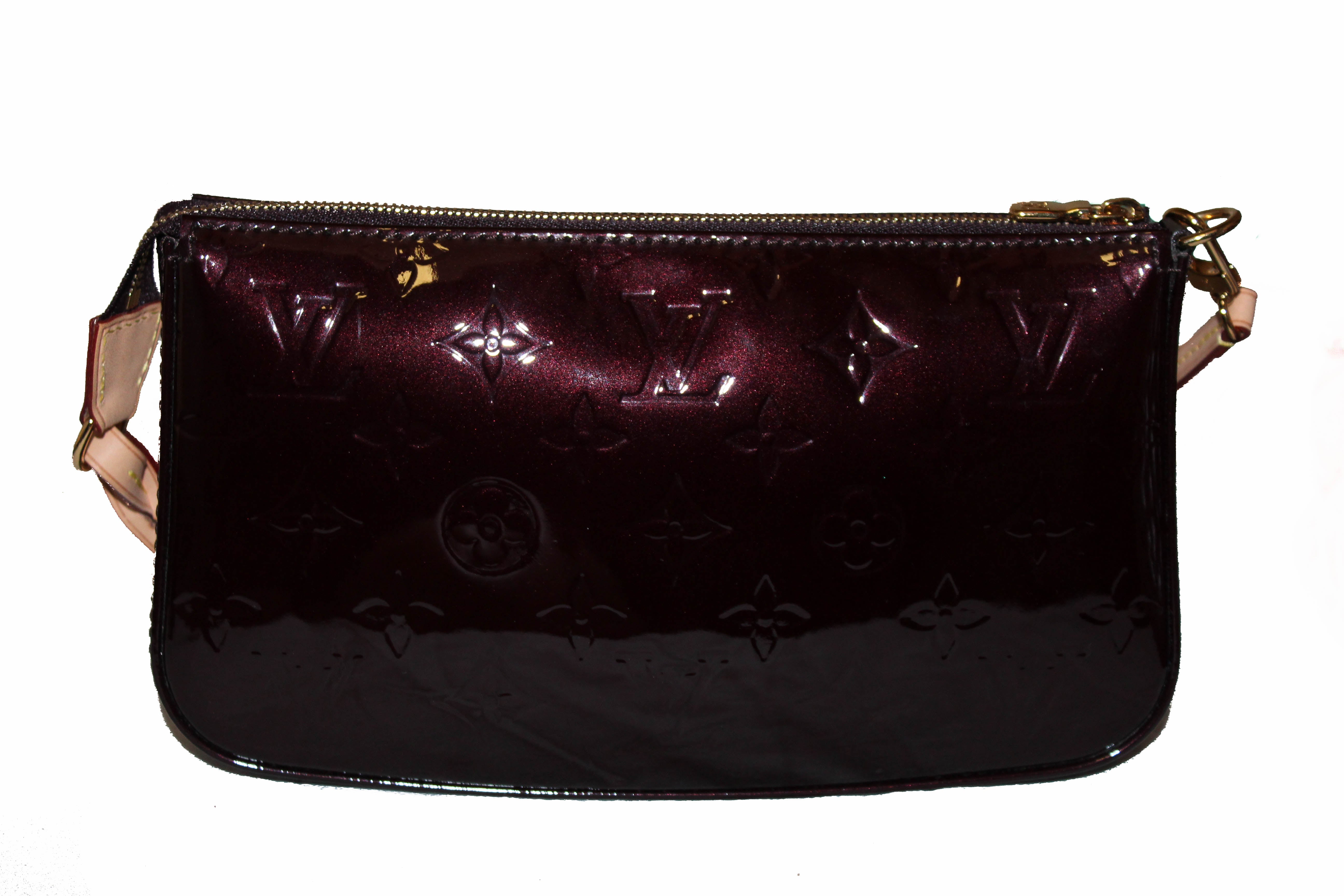 Authentic Louis Vuitton Amarante Monogram Vernis Leather Pochette Shoulder Bag - Luxury Crossbody Purse for Women, Perfect for Evening Parties & Date Nights