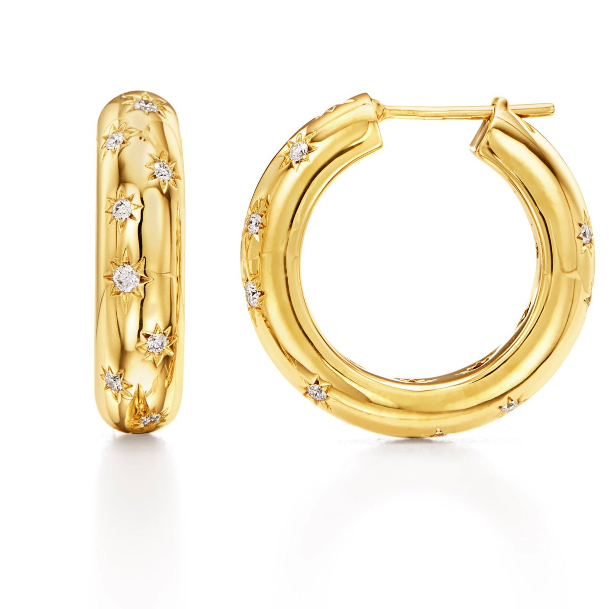 Temple St. Clair Cosmos Hoop Earrings - 18K Gold Plated Dainty Hoops for Women | Perfect for Everyday Wear, Date Night & Special Occasions