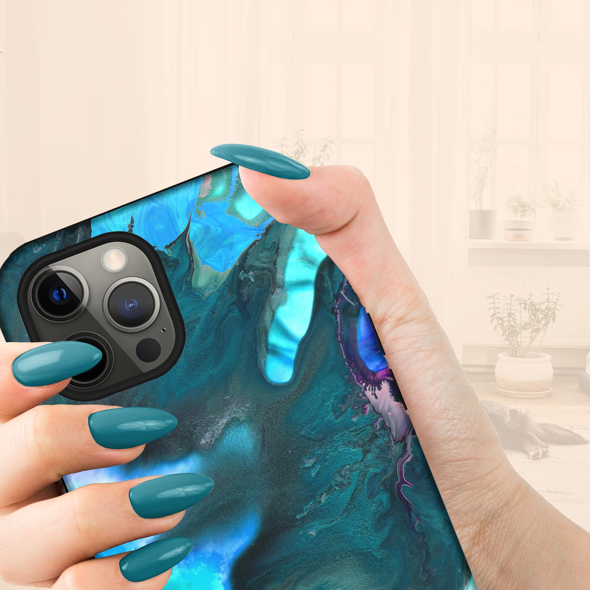Custom Name Blue Opal Abstract Marble iPhone Case - Personalized for iPhone 16 Plus, 15 Pro Max, 14, 13 Mini, 12, 11, X/XS Max, XR, 7/8 - Trendy Protective Cover for Daily Use, Work & Travel