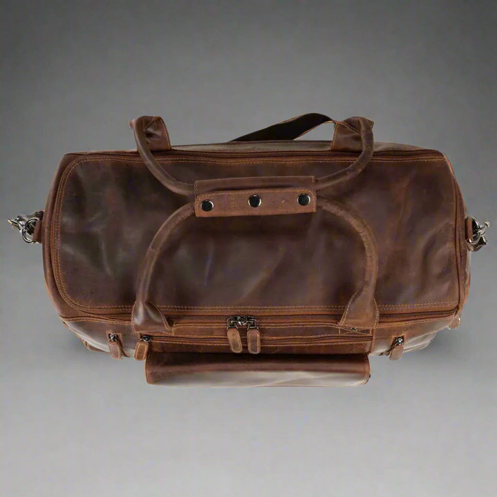 Premium Greenwood Leather Regina Large Travel Duffle Bag - Spacious Carry-On Luggage for Business Trips & Weekend Getaways | Water-Resistant & Stylish