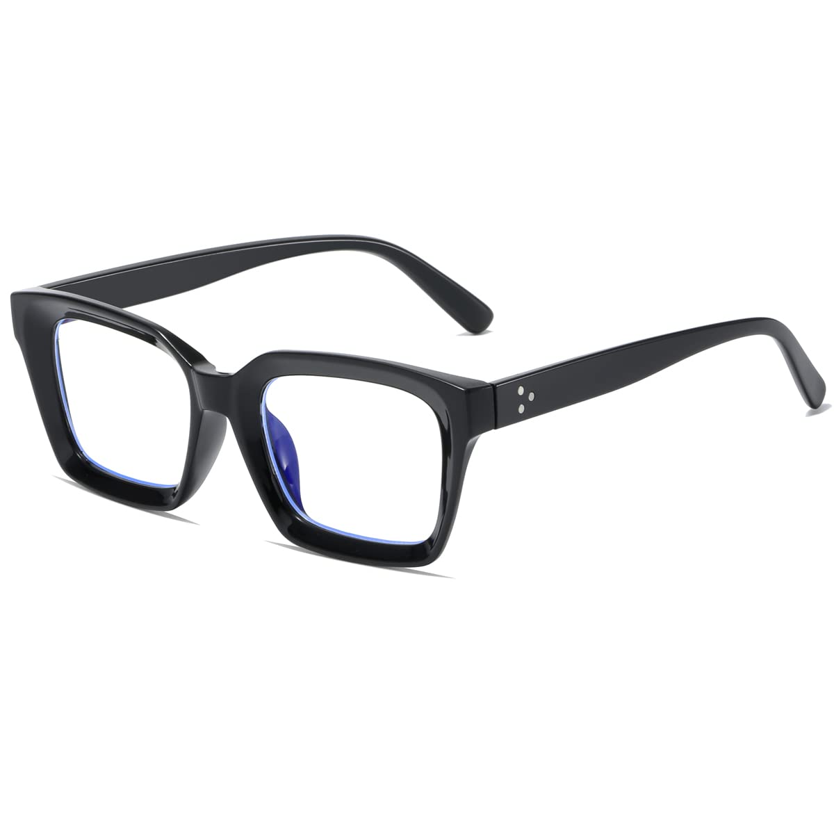 Blue Light Blocking Glasses for Women & Men - Anti Eye Strain Computer Glasses for Gaming, Reading & Phone Use - Thick Square Frame (Model 2105) - Perfect for Office Work, Online Classes & Night Screen Time