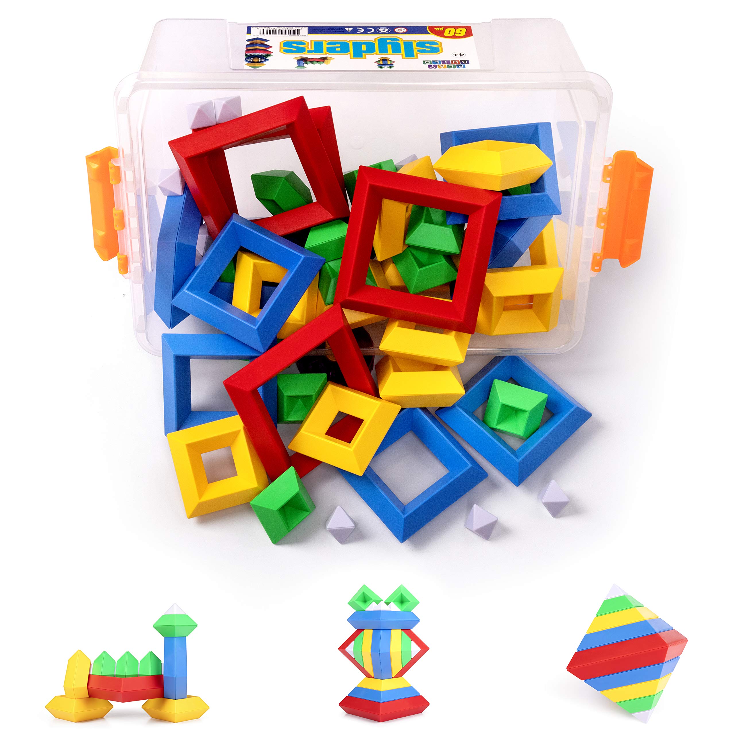 60-Piece 3D Pyramid Building Blocks Set - STEM Educational Stacking Toys for Kids Ages 4+ | Creative Geometric Learning Toys for Preschool Boys & Girls | Perfect for Classroom, Homeschool & Playroom STEM Activities