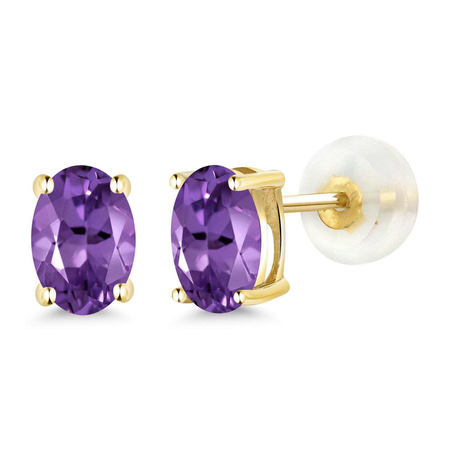 14K Gold Oval Gemstone Birthstone Stud Earrings for Women & Men | 6x4mm Oval Cut | Fine Jewelry Gift for Mom, Wife, Her | Anniversary, Birthday, Valentine's Day Present