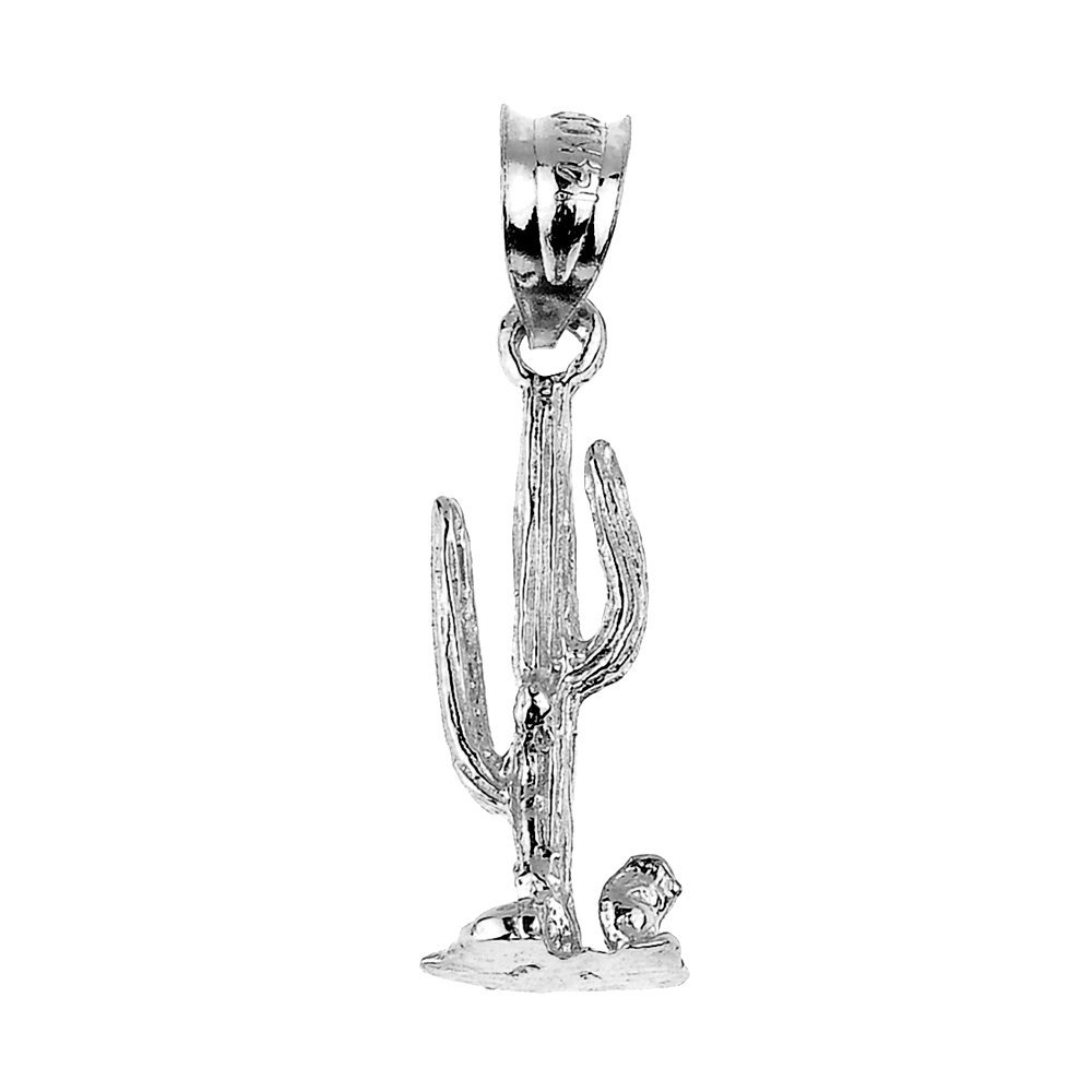 925 Sterling Silver Cactus Charm Pendant Necklace - 18