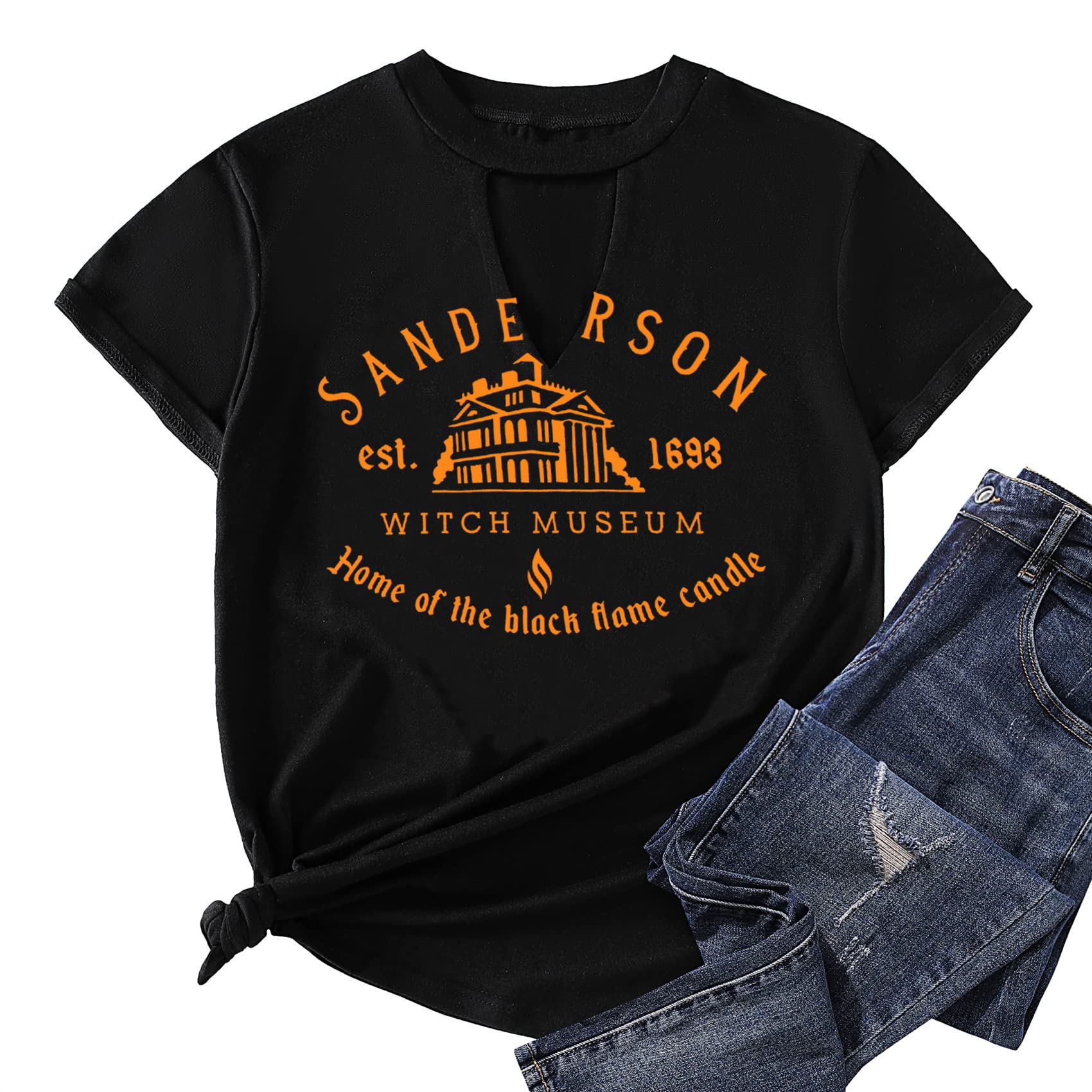MAIHUN Halloween T-Shirt for Women - Hocus Pocus Sanderson Sisters Horror Movie Tee | Scary Squad Graphic Top for Halloween Parties, Costume Events & Horror Movie Nights