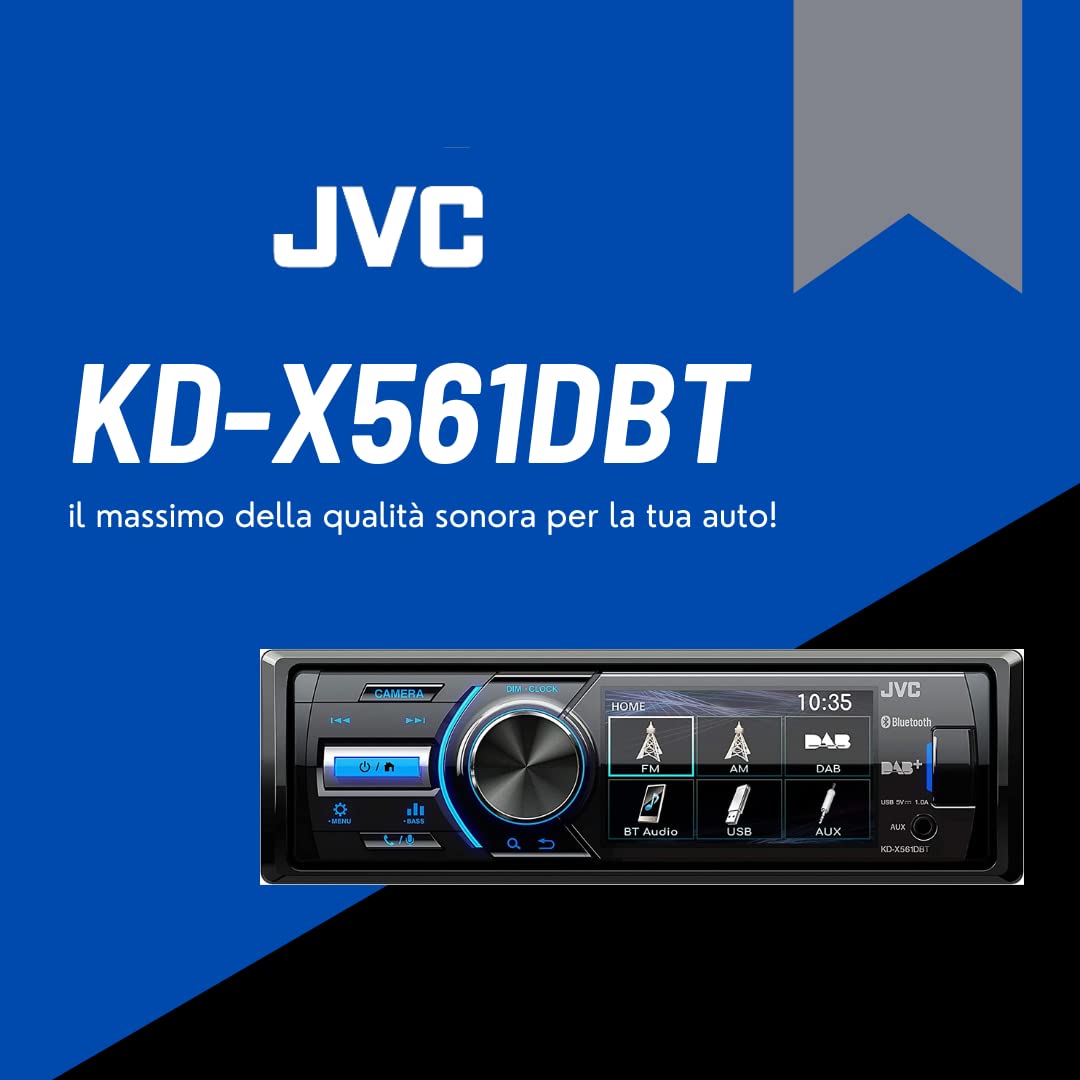JVC KD-X561DBT Bluetooth Car Stereo Receiver - Digital Media Player with USB/AUX Input, Hands-Free Calling & Remote Control - Perfect for Road Trips & Daily Commutes