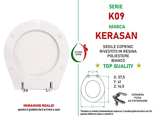 HYDRO HOME - K09 Kerasan White Polyester Resin Coated Wooden Toilet Seat - Comfortable & Durable Bathroom Upgrade for Modern Homes
