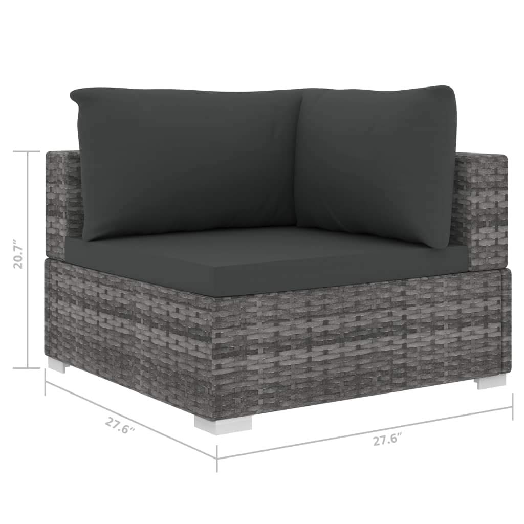 Festnight Outdoor Sectional Sofa Set - Gray Wicker Patio Furniture with Cushions, Powder-Coated Steel Frame - 27.6