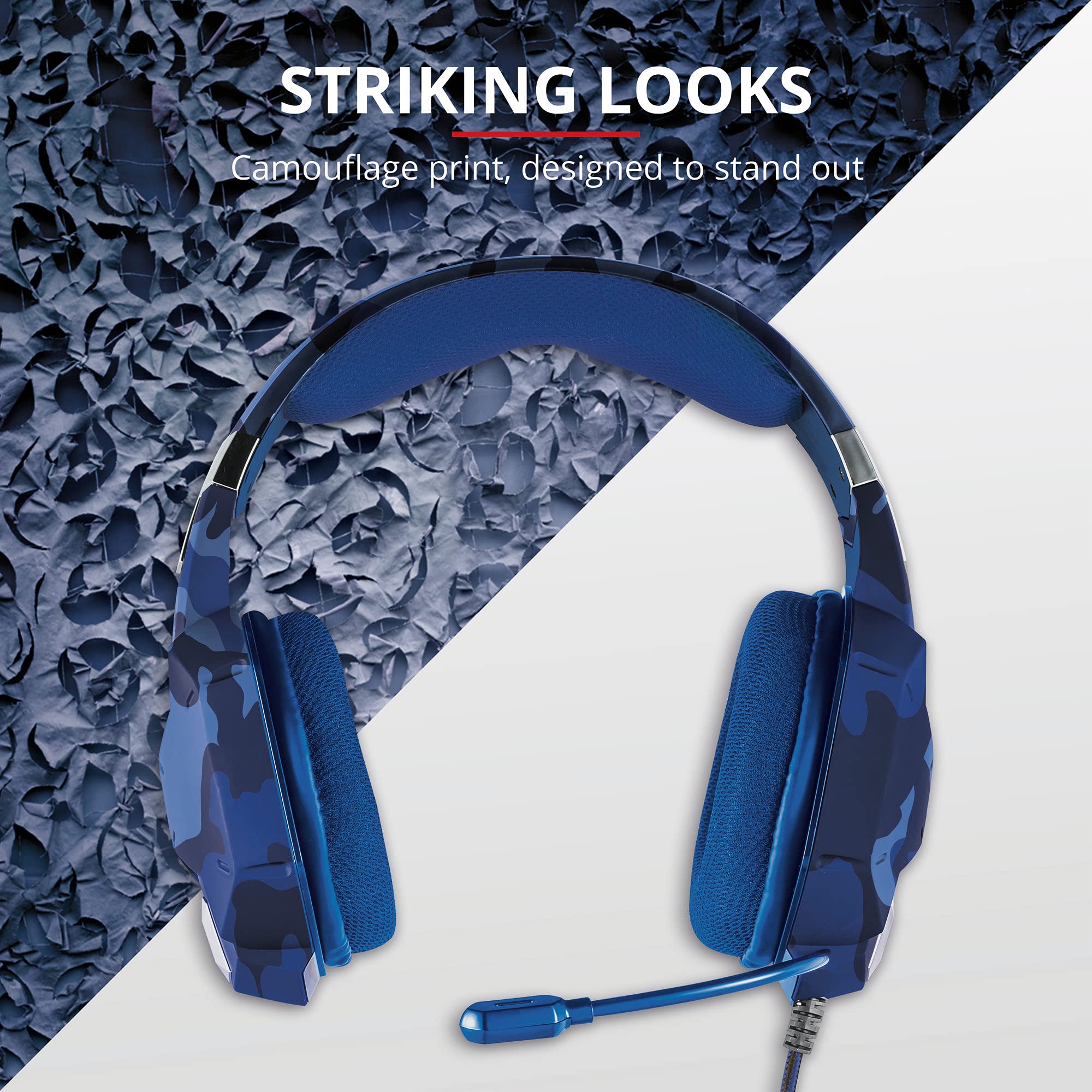 Trust GXT 322D Wired Gaming Headset with Flexible Microphone for PS4 & PS5 - Blue Medium - Noise Cancelling Over-Ear Headphones for PC, Xbox, Playstation Gaming & Online Classes
