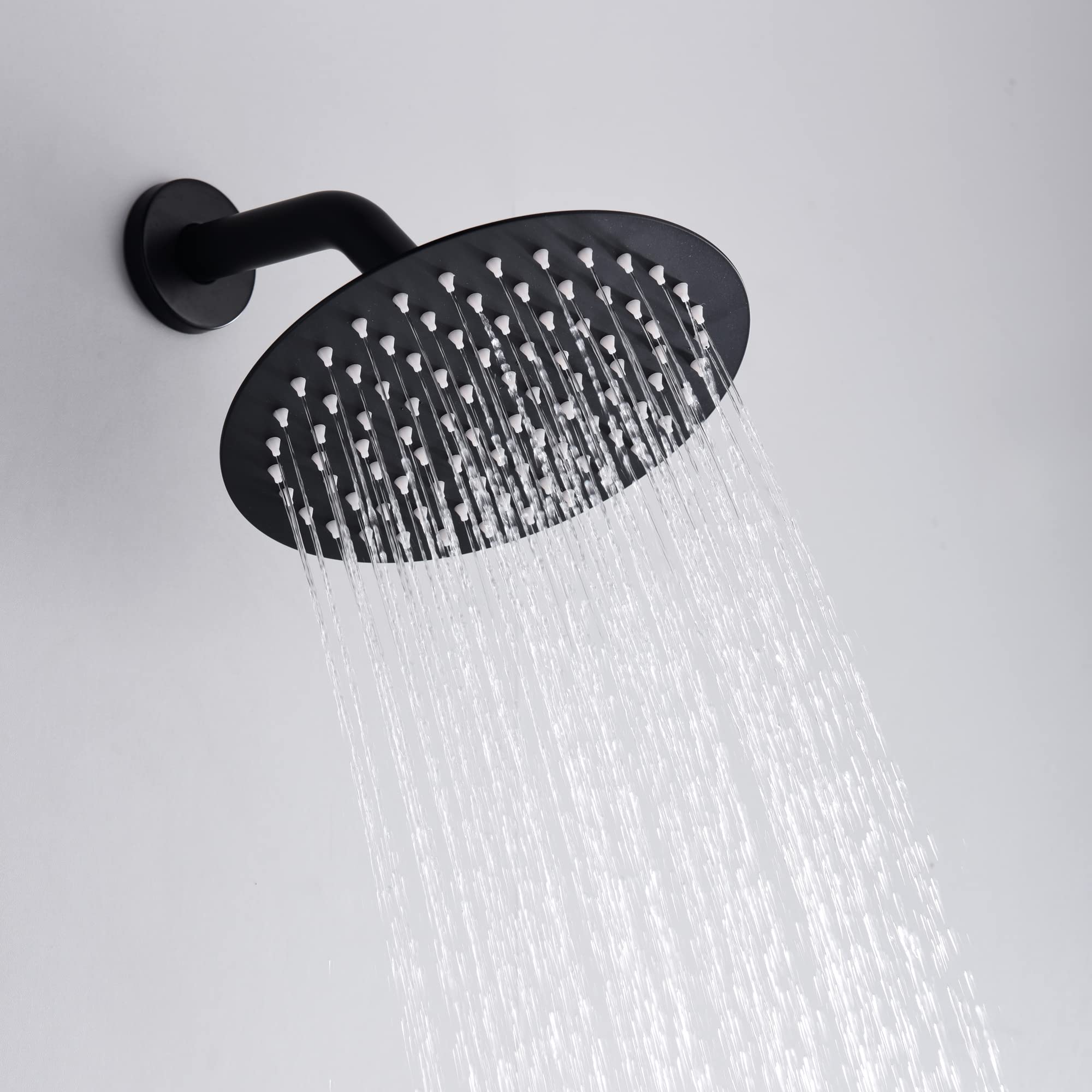 Sumerain Black Tub and Shower Trim Kit with Rough-in Valve - 8 Inch Rainfall Shower Head, Pressure Balance Cartridge & Tub Spout for Bathroom Remodeling and Luxury Shower Experience