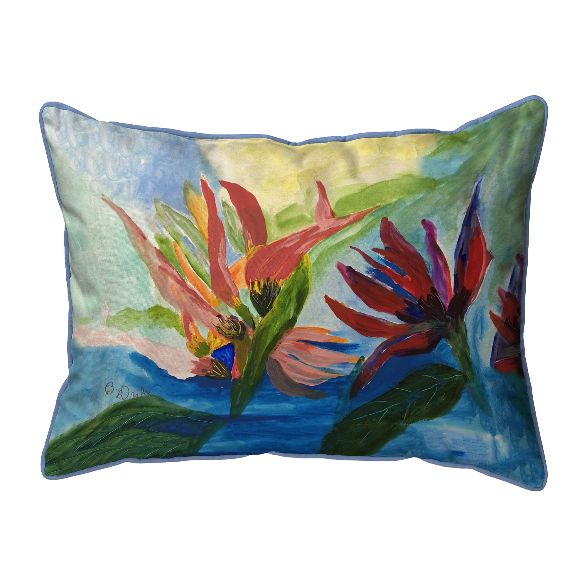 Betsy Drake Flaming Flowers Extra Large Zippered Pillow 20x24 - Decorative Throw Pillow for Sofa, Bed & Home Decor - Perfect for Living Room, Bedroom & Dorm