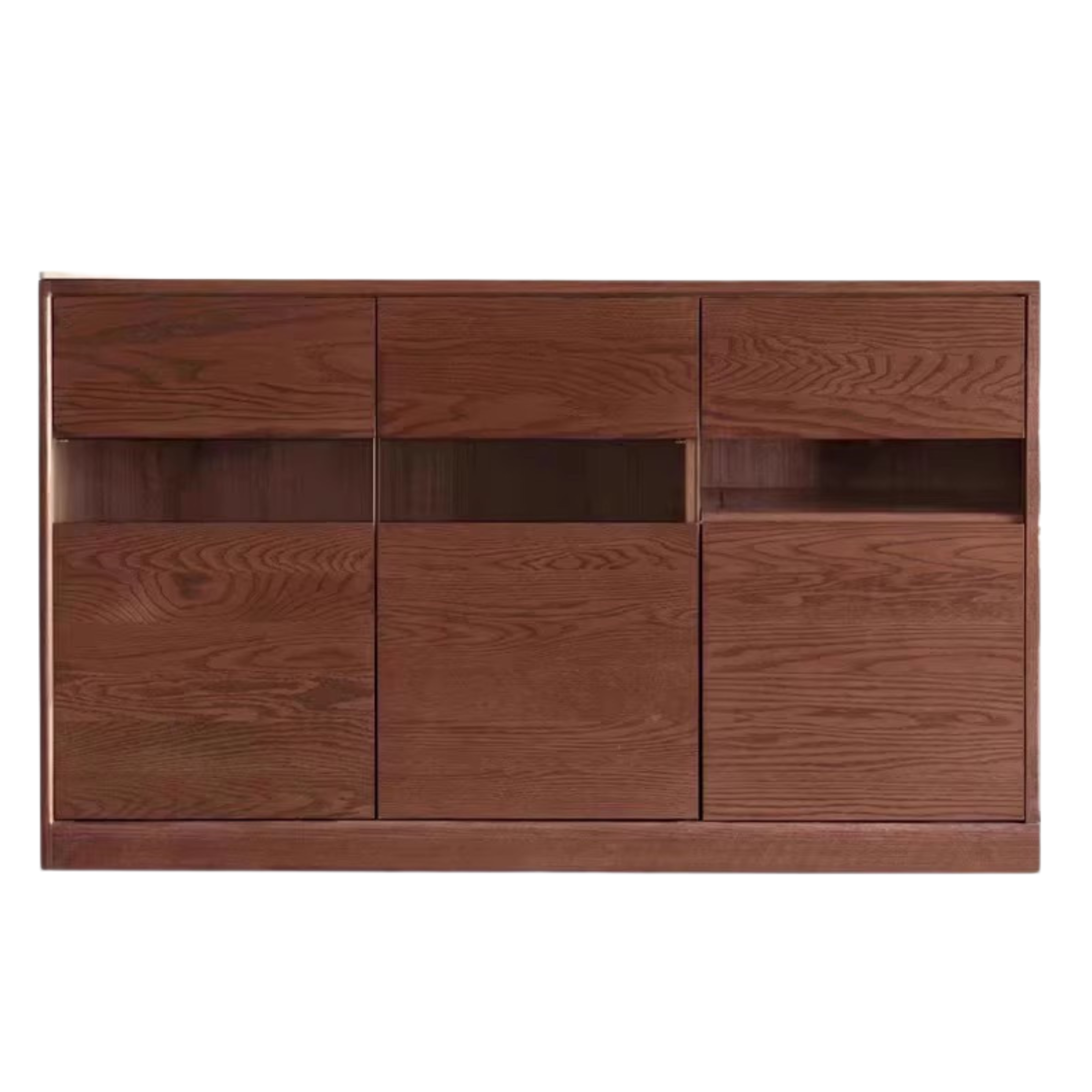 Oak Solid Wood Nordic Sideboard with Slate Top - Modern Buffet Cabinet for Dining Room, Living Room & Entryway Storage