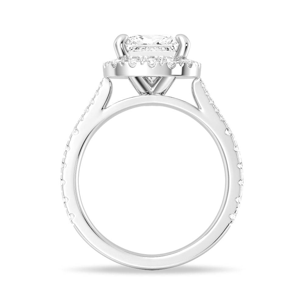 Princess Cut Split Shank Moissanite Halo Engagement Ring - 1.5ct Diamond Alternative Wedding Ring for Women, Proposal Gift, Anniversary Jewelry (Perfect for Bridal, Valentine's Day & Special Occasions)