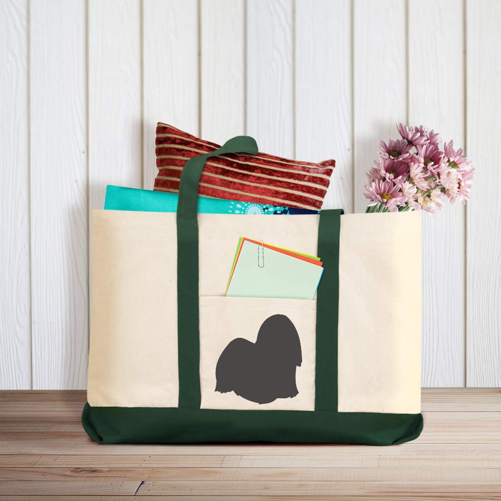 Stylish Canvas Tote Bag with Lhasa Apso Silhouette Design - Durable Shopping & Beach Bag for Women - Perfect for Groceries, Travel, and Daily Use