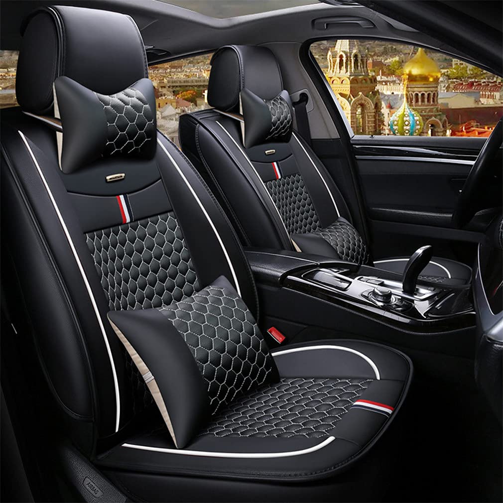 Premium Car Seat Covers for BMW I3 & M5 - 5-Piece Full Set with Pillows | Airbag Compatible | Black & Beige Options | Perfect for Daily Commute & Road Trips