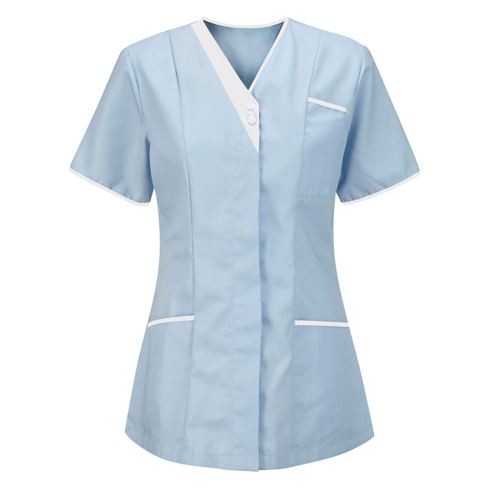 Women's Casual V-Neck Tunic Tops for Nurses & Carers - Comfortable Spring/Summer Clinic Uniform & Protective Workwear - Perfect for Healthcare Professionals, Caregivers & Medical Staff