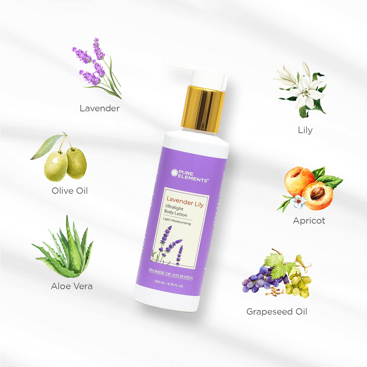 PURE ELEMENTS Lavender Lily Ultra Lightweight Body Lotion - Hydrating Moisturizer for Dry Skin on Face & Body (13.5 fl oz) | Perfect for Daily Use, After Shower & Nighttime Skincare Routine