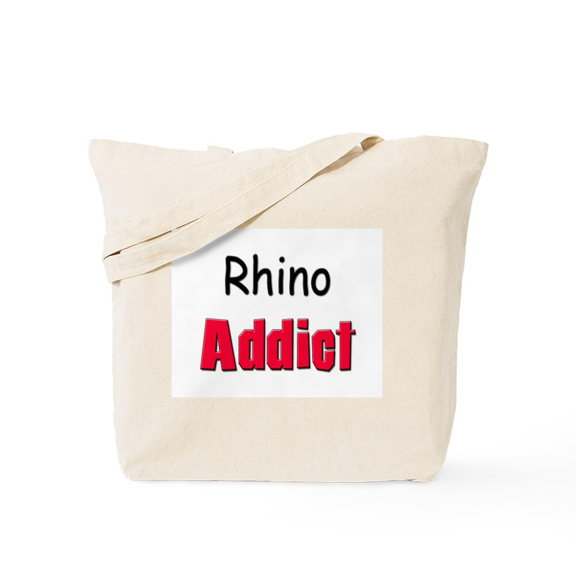 Rhino Addict Natural Canvas Tote Bag - Eco-Friendly Reusable Shopping Bag for Groceries, Beach & Daily Use | Durable Cotton Carryall for Work, School & Travel