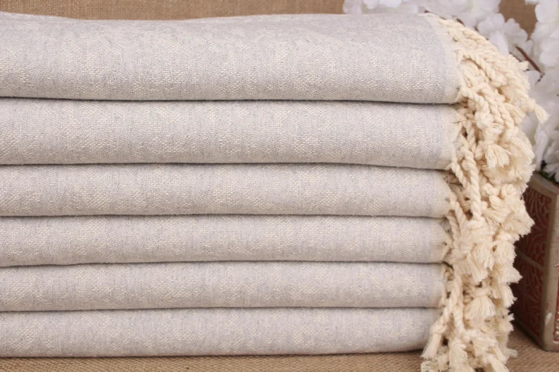 Premium Light Grey Turkish Cotton Beach Towel - Ultra Soft & Absorbent, Quick Dry, Large Size for Pool, Beach, Travel & Yoga