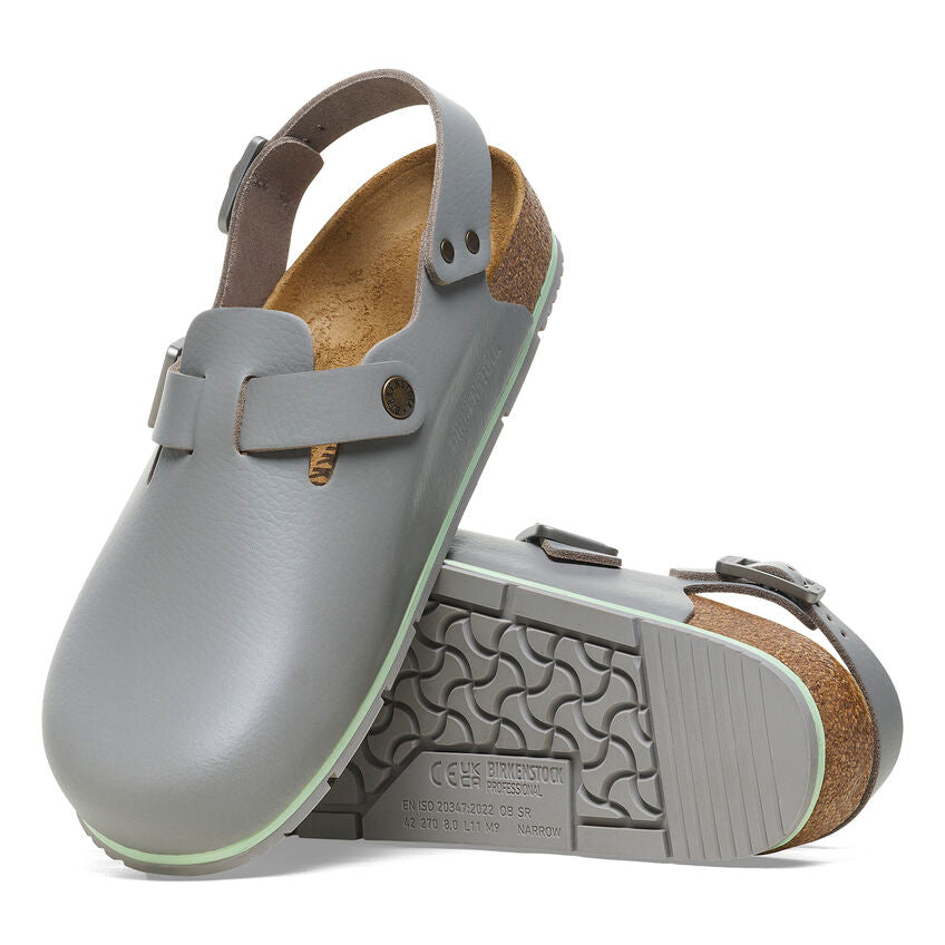 Birkenstock Tokio Pro Leather Super Grip Shoes in Gun Metal - Non-Slip Work Shoes for Nurses, Chefs & Professionals