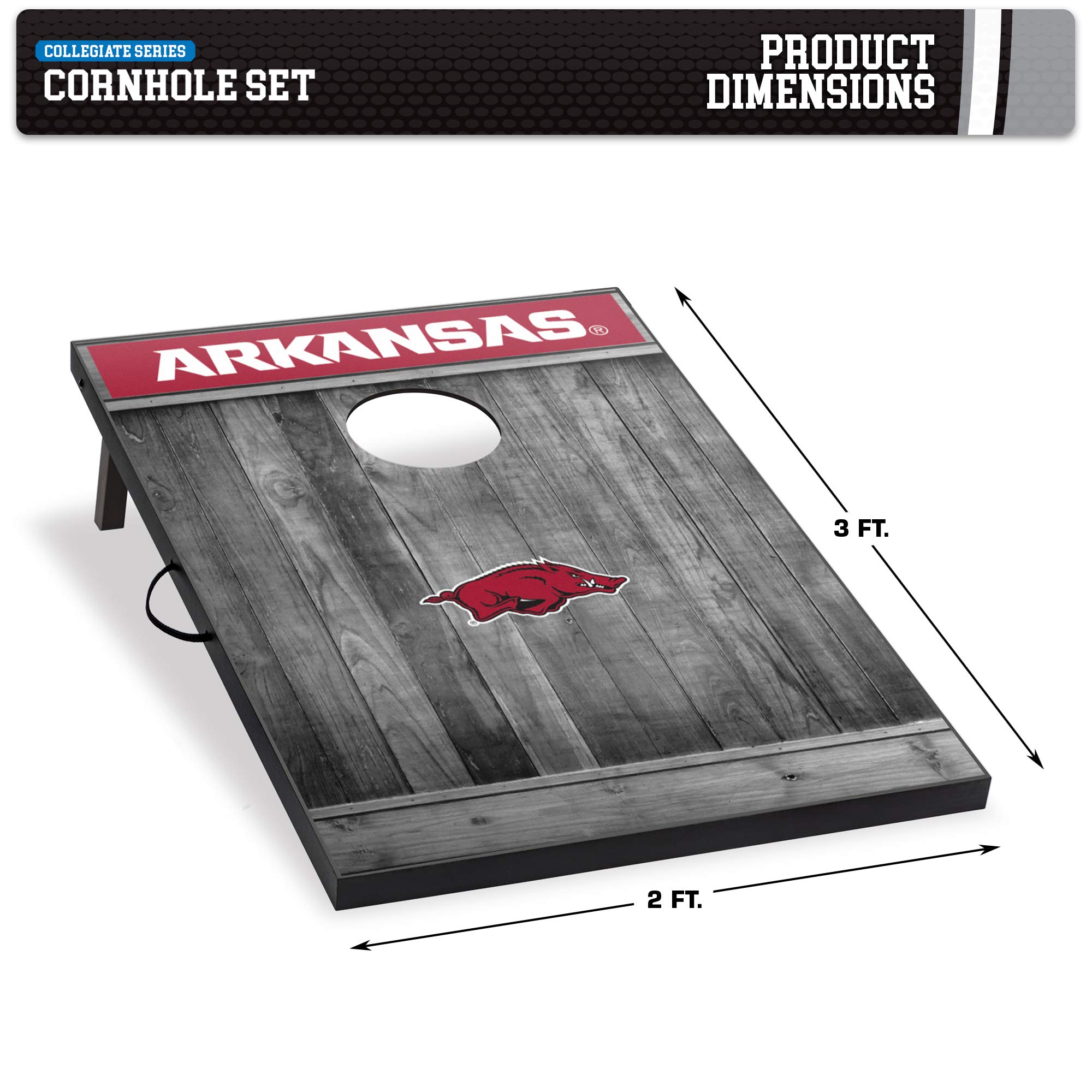 Premium 2'x3' MDF Wood NCAA College Cornhole Set - Official Size Bean Bag Toss Game for Tailgating, Backyard Parties & Outdoor Events