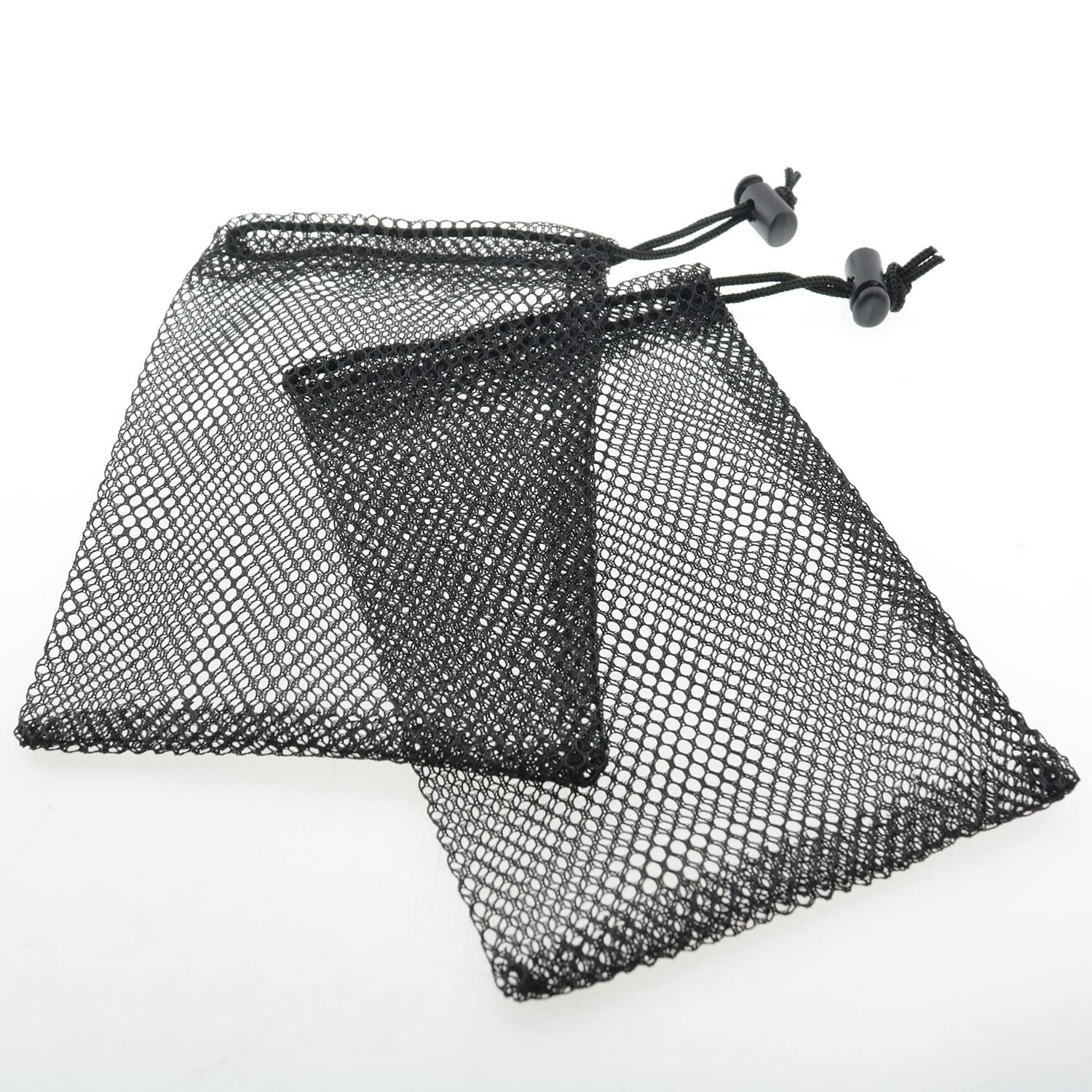 Durable Black Nylon Mesh Drawstring Bags 5-Pack - Small Travel Organizer for Jewelry, Cosmetics & Toiletries | HSCGIN Compact Storage Solution