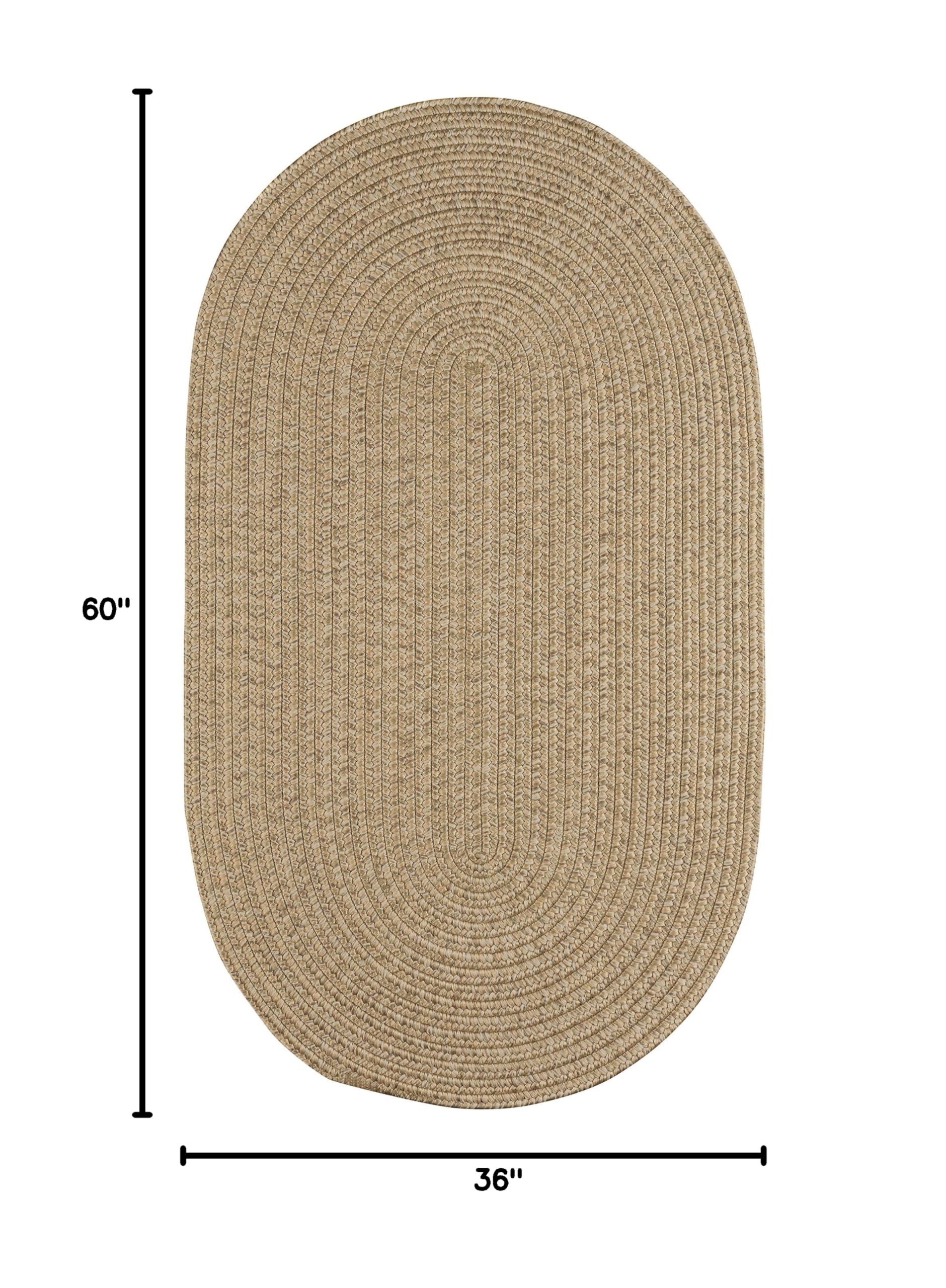 Capel Rugs Candor Oval Braided Jute Rug - Natural Tan 3' x 5' Handwoven Indoor/Outdoor Floor Mat for Living Room, Bedroom, Patio & Entryway