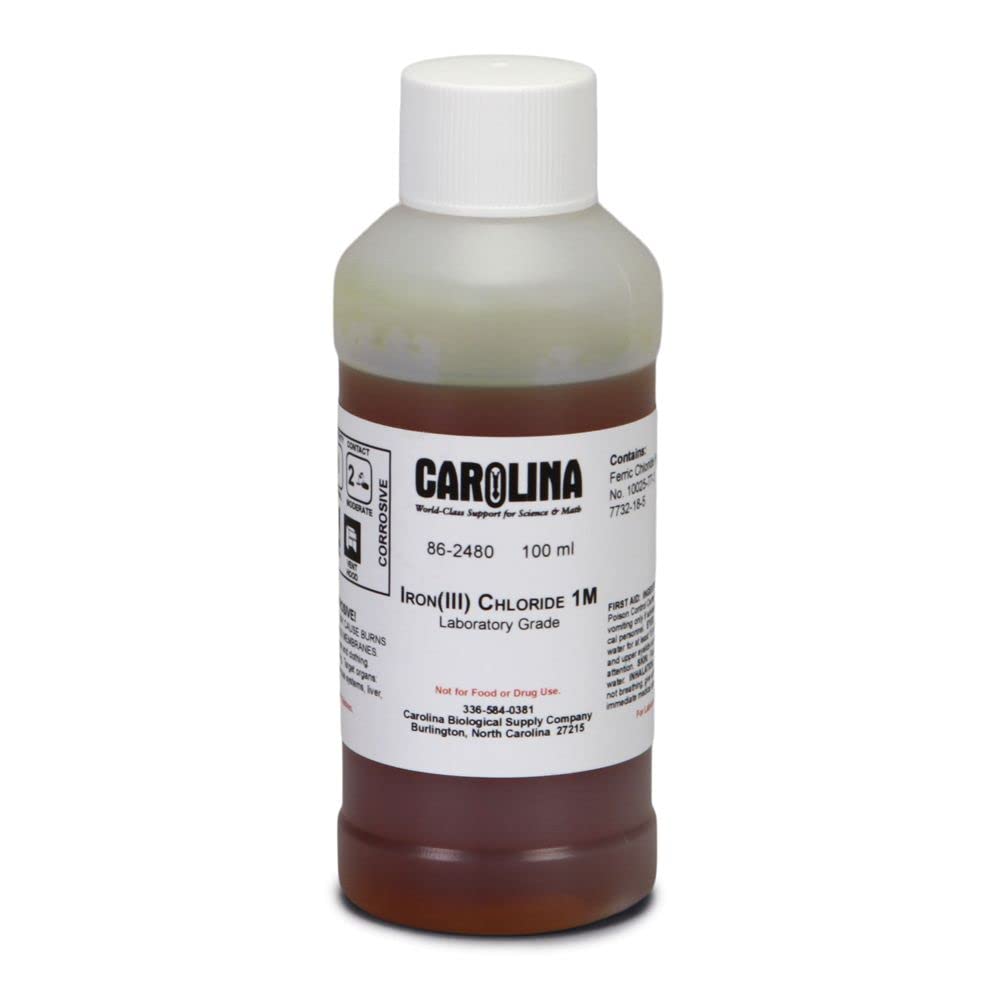 1M Iron(III) Chloride Solution, Laboratory Grade, 100mL - Ideal for Chemistry Experiments, Metal Etching & Water Treatment