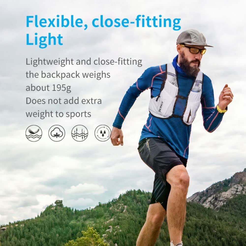 Lightweight Large Capacity Hydration Running Vest Backpack for Men & Women - 8 Secure Pockets, 3D Breathable Mesh - Perfect for Trail Running, Hiking & Outdoor Sports