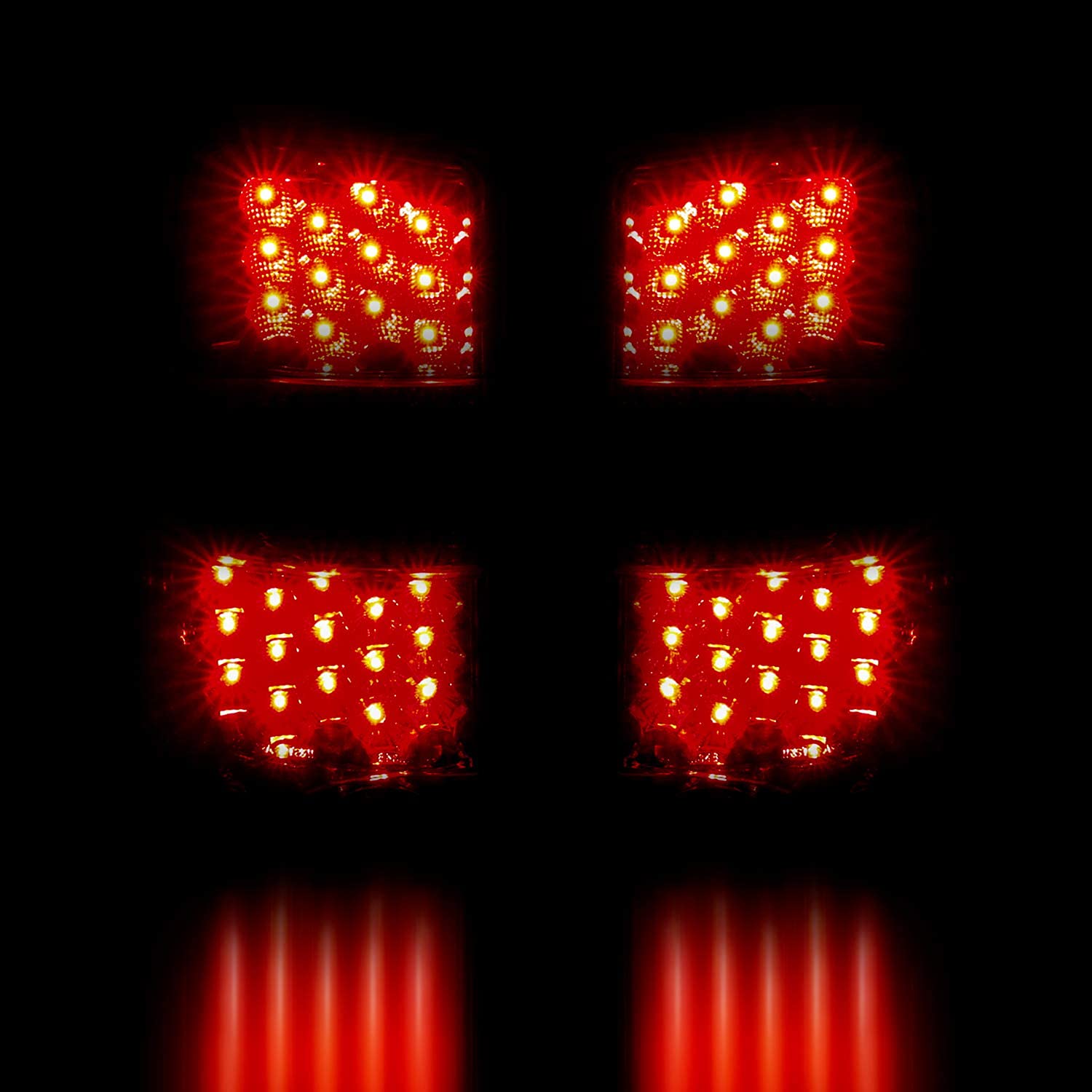AmeriLite Red LED Brake Tail Lights Replacement for 2000-2006 Chevy Tahoe Suburban & GMC Yukon - Left & Right Side Pair - Enhances Visibility & Safety for Night Driving and Off-Road Adventures