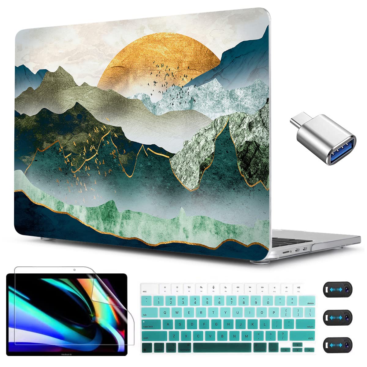 CISSOOK Mountain Design Hard Case for MacBook Air 13.6 inch (2022-2025 Models A3113/A2681 M2/M3) - Durable Plastic Protective Cover with Keyboard Protector | Perfect for Travel, Office & Outdoor Use