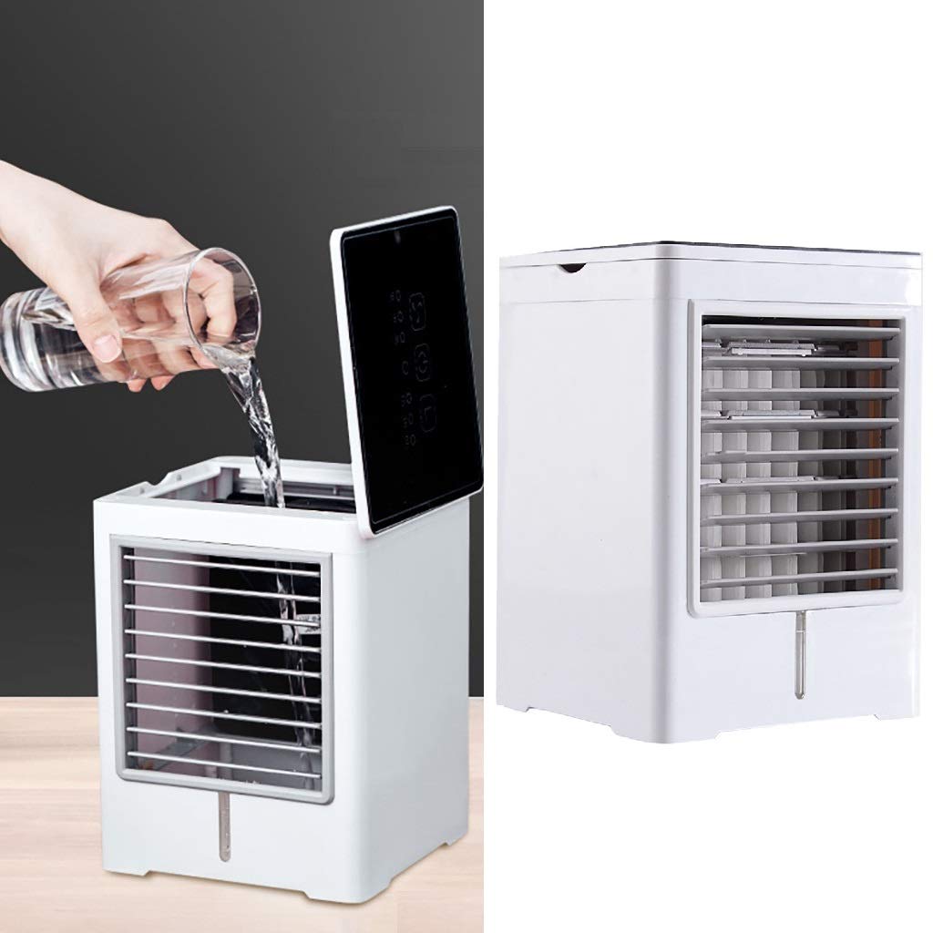 Portable USB Air Cooler Fan with 3 Power Supply Methods - 3-Speed Cooling, Air Purification & Humidification - 90° Adjustable Airflow for Home, Office & Travel Use
