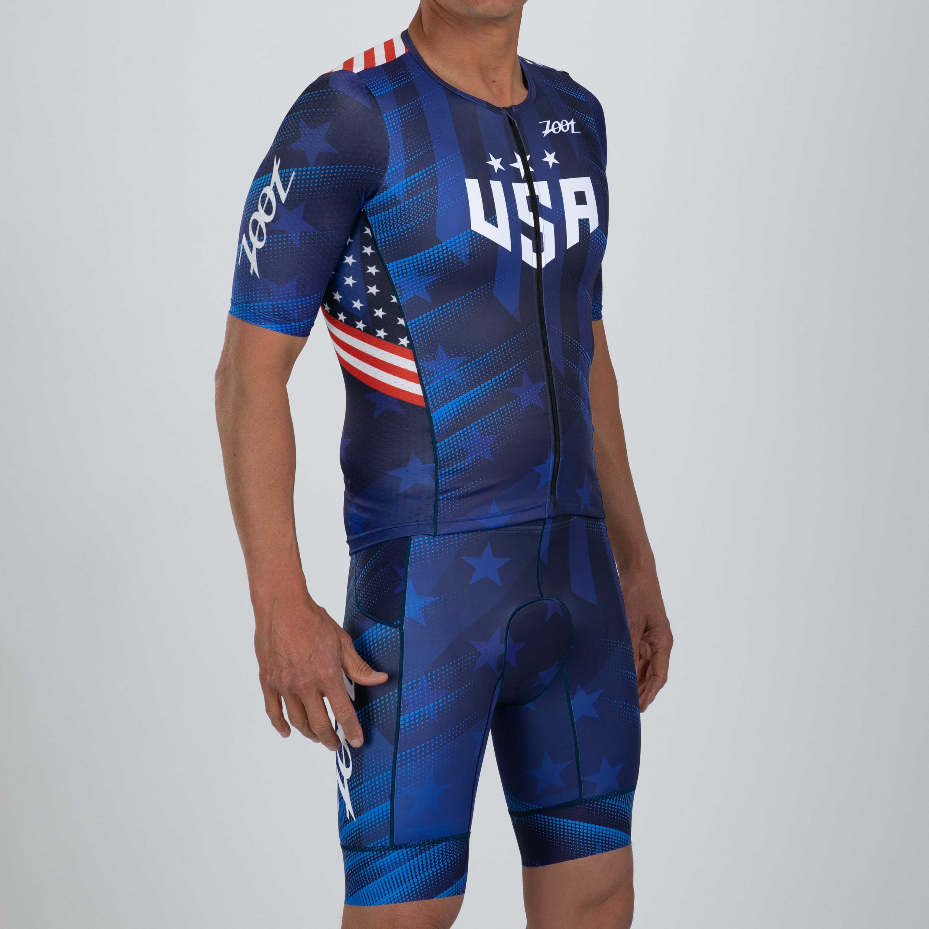Men's Limited Edition Tri Aero Jersey - Red White Blue Cycling Shirt | Performance Bike Jersey for Road Cycling & Triathlon Training