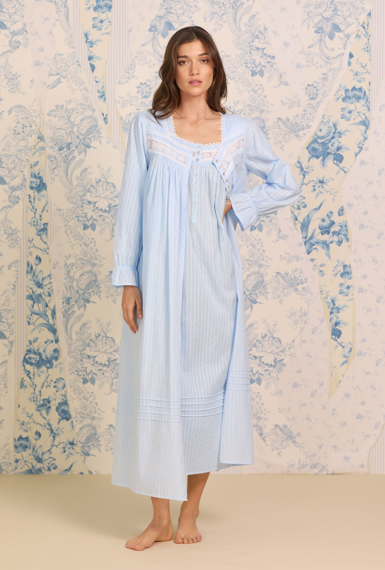 Stylish Dobby Stripe Button Front Robe - Soft Cotton Bathrobe for Women & Men - Perfect for Spa, Lounge & Home Relaxation