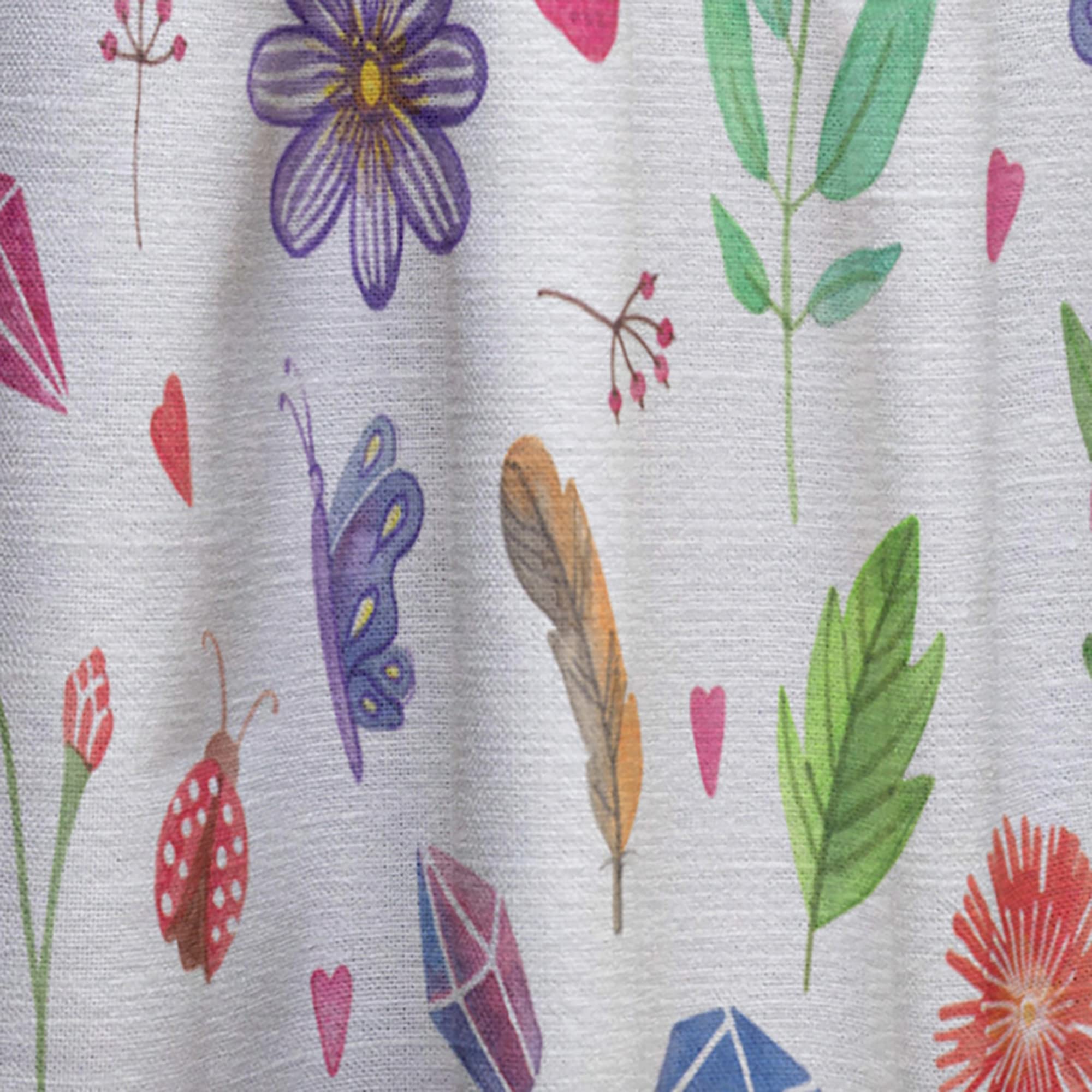 DesignQ Thermal Insulated Curtains - Herbal, Gemstone, Floral & Feather Print Single Panel (52x63) for Bedroom & Living Room - Blackout Drapes for Home Decor & Privacy