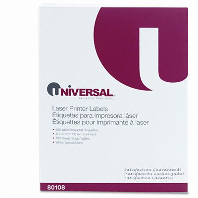 Universal Laser Printer Permanent Labels 3.33 x 4 Inches - White (600 Labels per Box, 2-Pack Total 1200 Labels) for Shipping, Filing & Organization