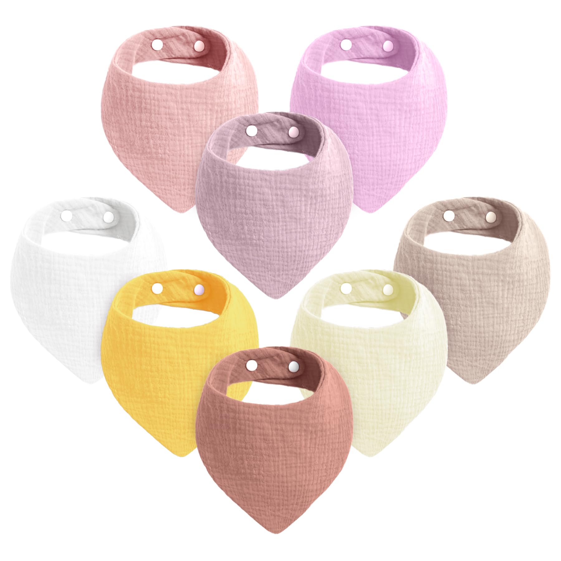 Cherub 8-Pack Absorbent Muslin Baby Bibs for Girls - Soft 100% Cotton Bandana Drool Bibs for Drooling & Teething - Perfect for Feeding, Playtime & Daily Use