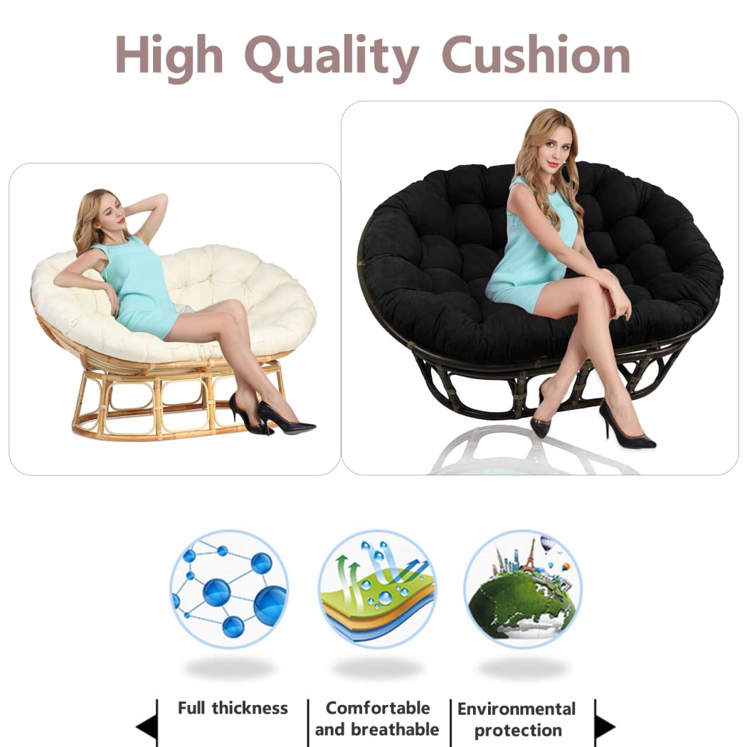 Double Oversized Papasan Chair Cushion - Egg Chair Cushion for Indoor & Outdoor Use - Dark Grey 67x47x6in - Perfect for Patio, Garden, Sunroom & Relaxation