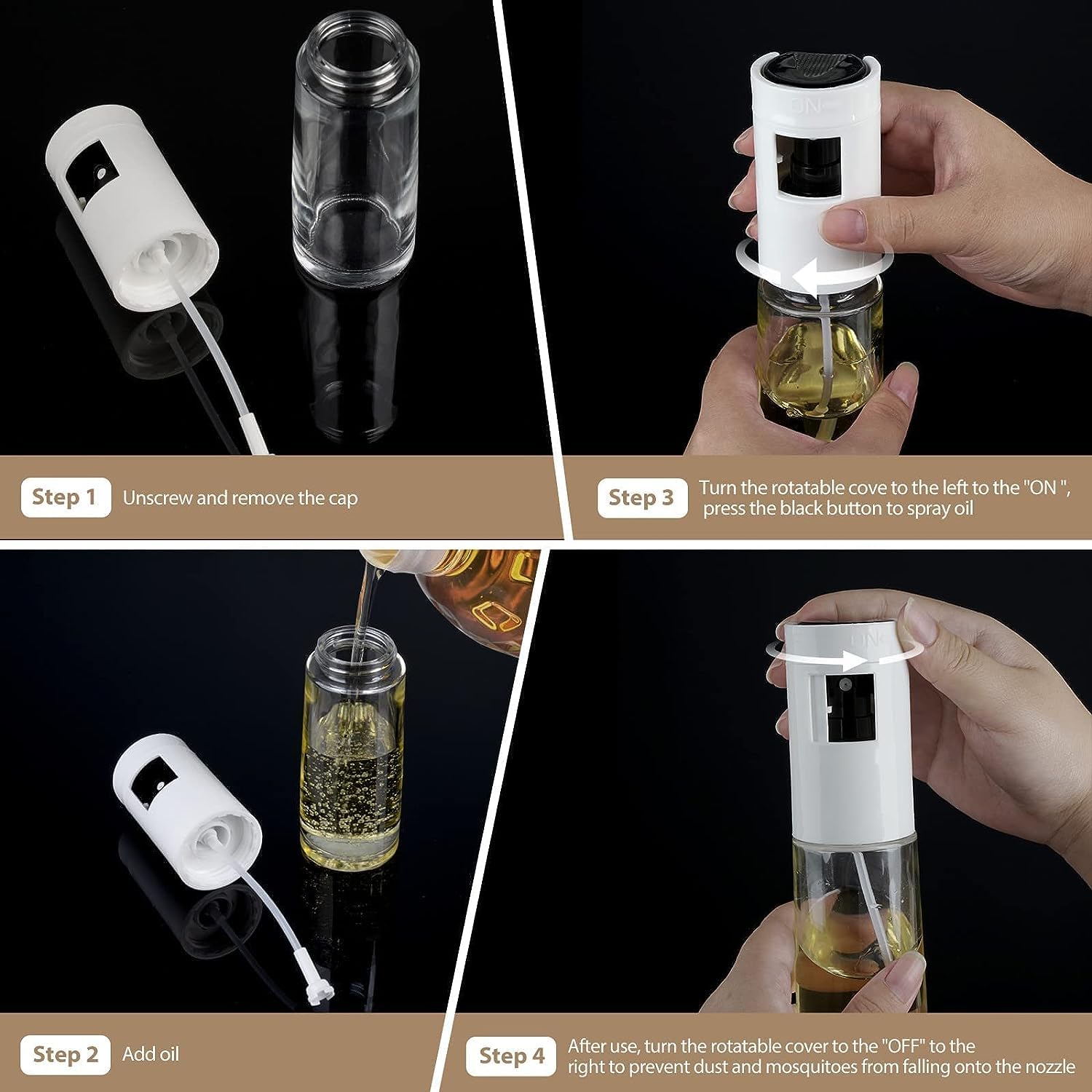 Premium 120ml Food-Grade Olive Oil Sprayer Bottle - Kitchen Oil Mister Dispenser for Healthy Cooking | Perfect for Air Fryer, BBQ, Baking & Salad Dressing | BPA-Free Portable Oil Spritzer