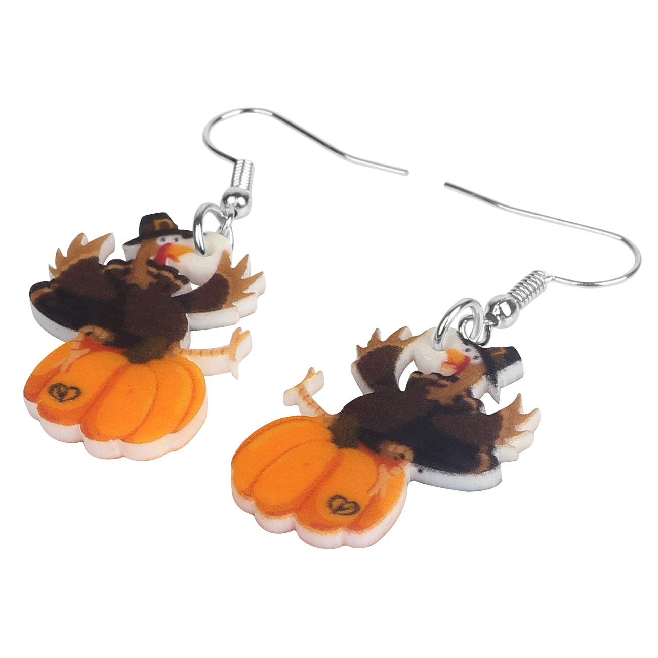 WEVENI Acrylic Fall Thanksgiving Pumpkin Turkey Earrings - Cute Anime Chicken Dangle Drop Fashion Jewelry for Women - Perfect Gift for Thanksgiving, Halloween, Cosplay & Party Accessories