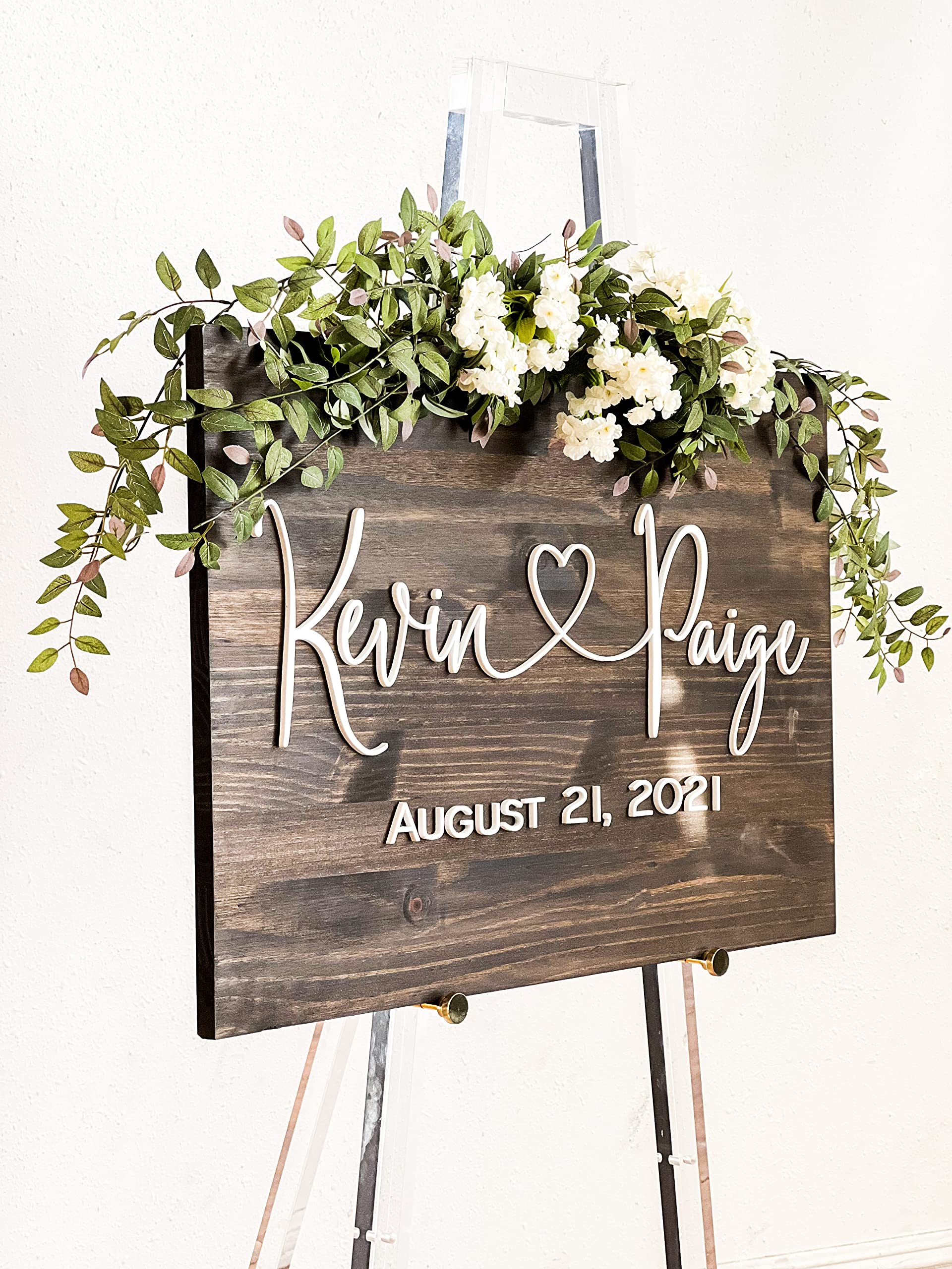 Custom 3D Wooden Wedding Welcome Sign - 12x18 Inches Black & Gold Lettering - Perfect for Wedding Receptions, Bridal Showers & Anniversary Decor