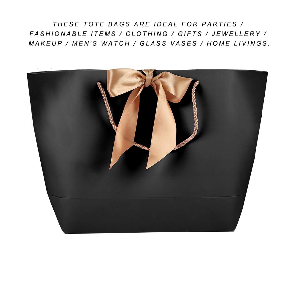 Premium 10-Pack Black High-Quality Paper Gift Bags for Clothing, Cosmetics & Gifts - Eco-Friendly Decorative Packaging for Retail, Parties & Special Occasions