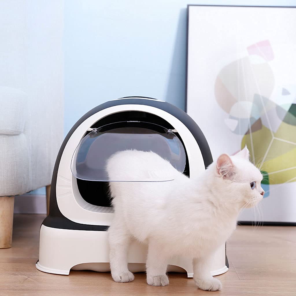 Self-Cleaning Cat Litter Box - Large Enclosed Space, Splash-Proof Design, Easy Clean Drawer System for Odor Control | Perfect for Multi-Cat Homes & Small Apartments | Black Cat Toilet Supplies for Indoor Cats