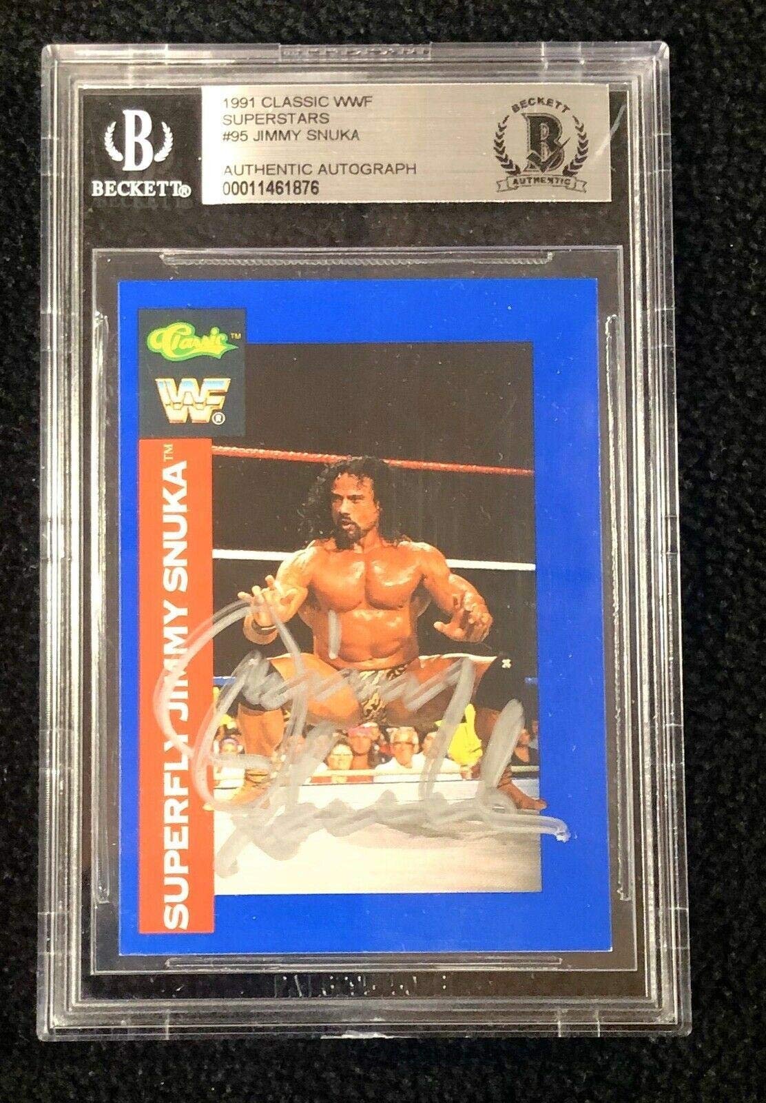 Jimmy Superfly Snuka Signed 1991 WWF Classic Trading Card #95 - Beckett Certified Autographed Wrestling Memorabilia for Collectors & Fans - Perfect for Display, Framing, and Wrestling Memorabilia Collections