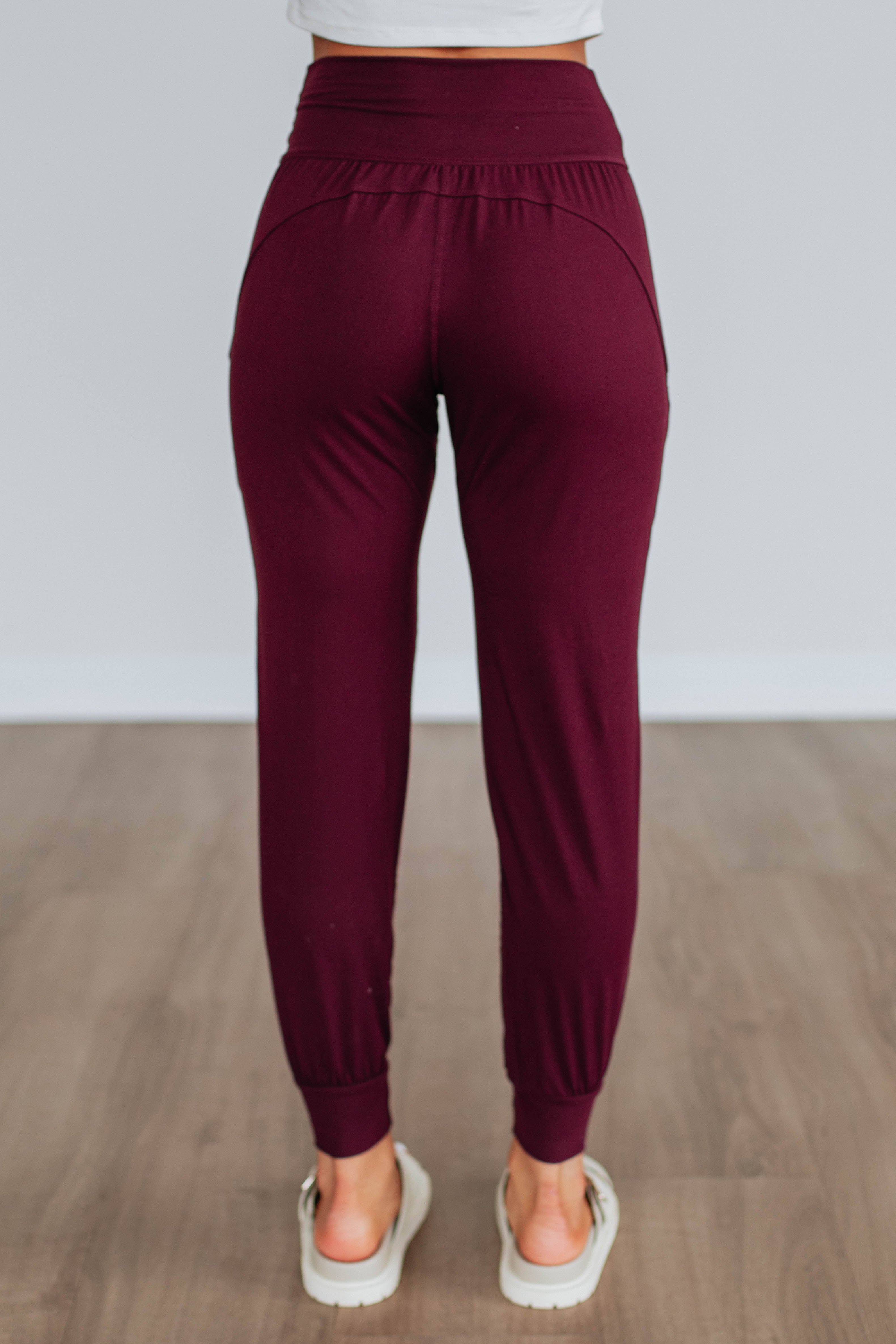 Cloud Nine Joggers for Women - Soft High Waisted Lounge Pants in Wine Red - Perfect for Yoga, Running & Relaxing at Home
