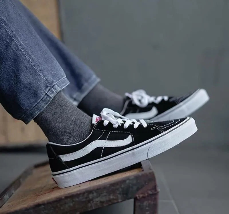 Vans Sk8 Low Sneakers - Black & White Classic Skate Shoes for Men & Women | Perfect for Casual Wear, Skateboarding & Street Style